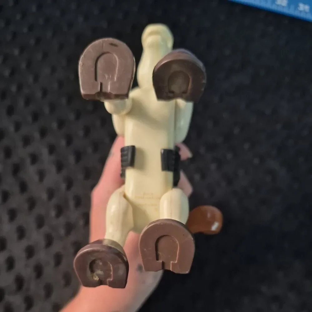 1979 vintage FISHER PRICE Husky Helper rodeo white and tan horse with saddle
